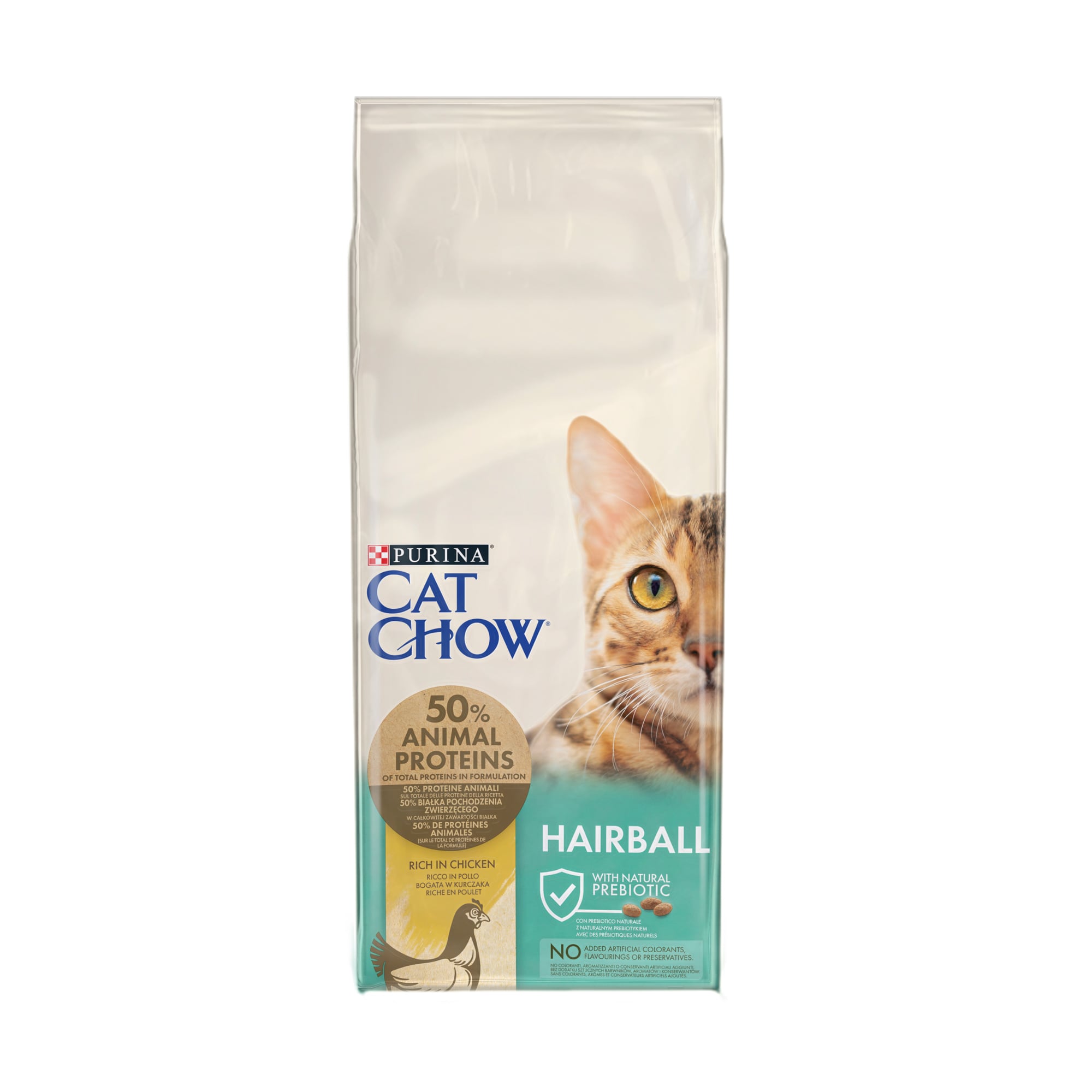 Уцінка! Сухий корм для дорослих котів Cat Chow Hairball для зменшення утворення кульок шерсті у травному тракті, з куркою, 15 кг